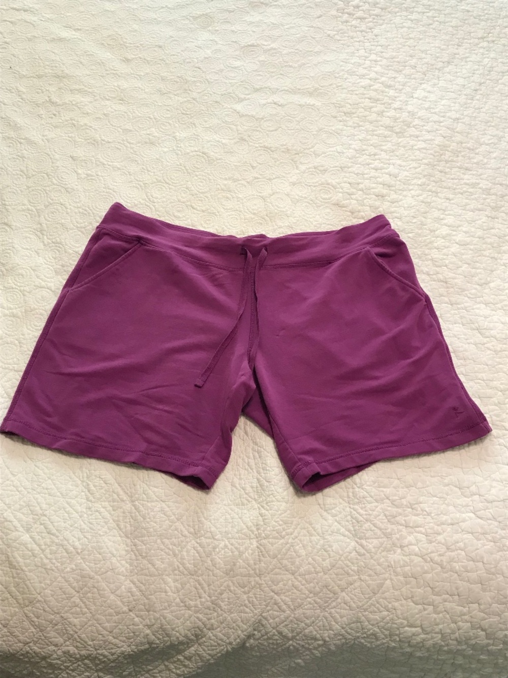 Danskin Now “purple peony” pull on shorts with drawstring elastic waist (XL)